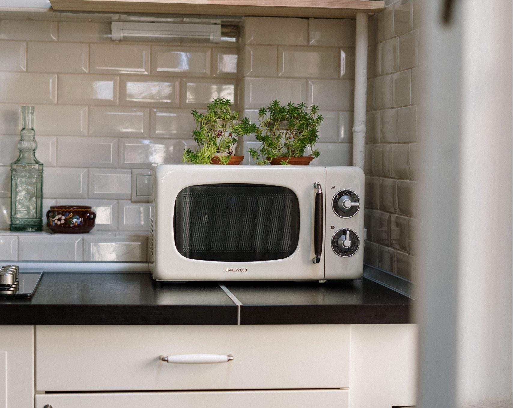 white microwave in the kitchen